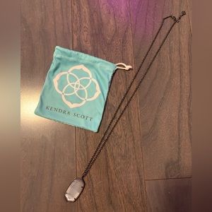 Kendra Scott Raeanne necklace. Long pendant gunmetal chain. Slate stone.